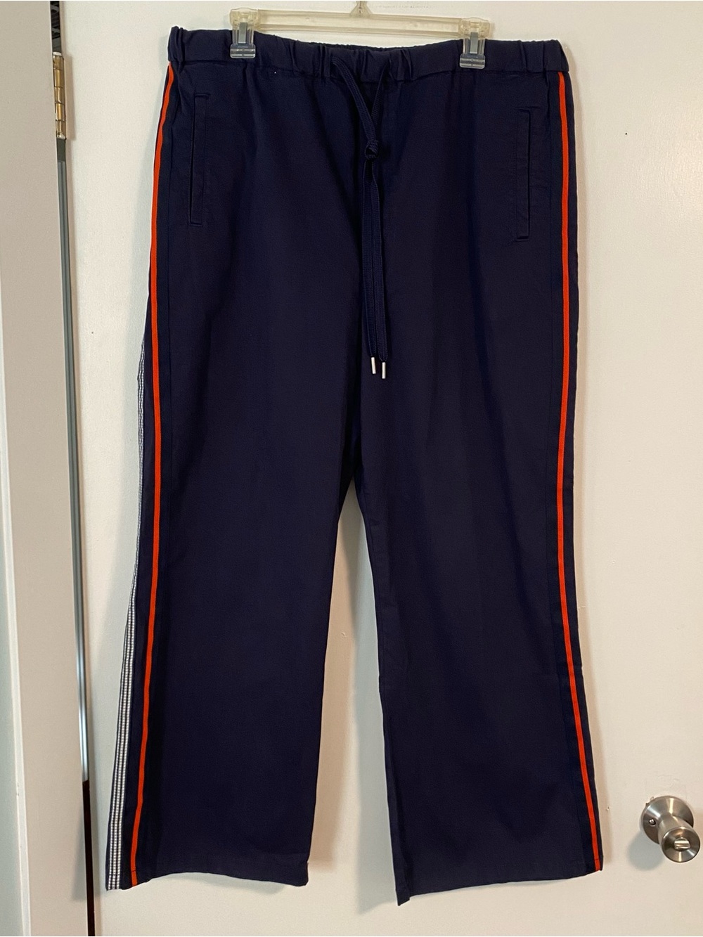 NWOT Maeve Anthropologie Pants Womens L Blue/Red Side Stripe Drawstring Athletic